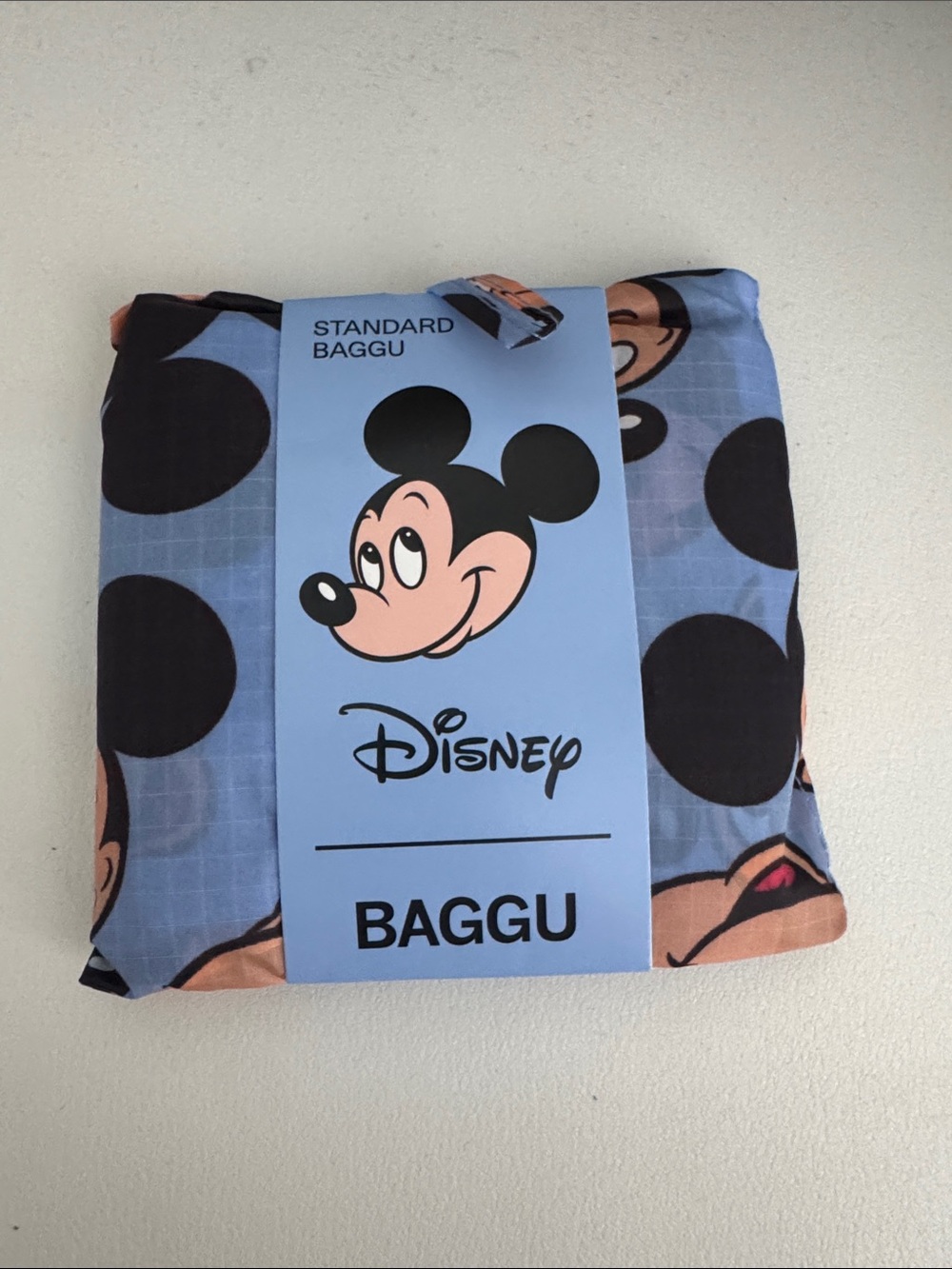 BAGGU Standard Reusable Bag - Light Blue with Black Mickey Print